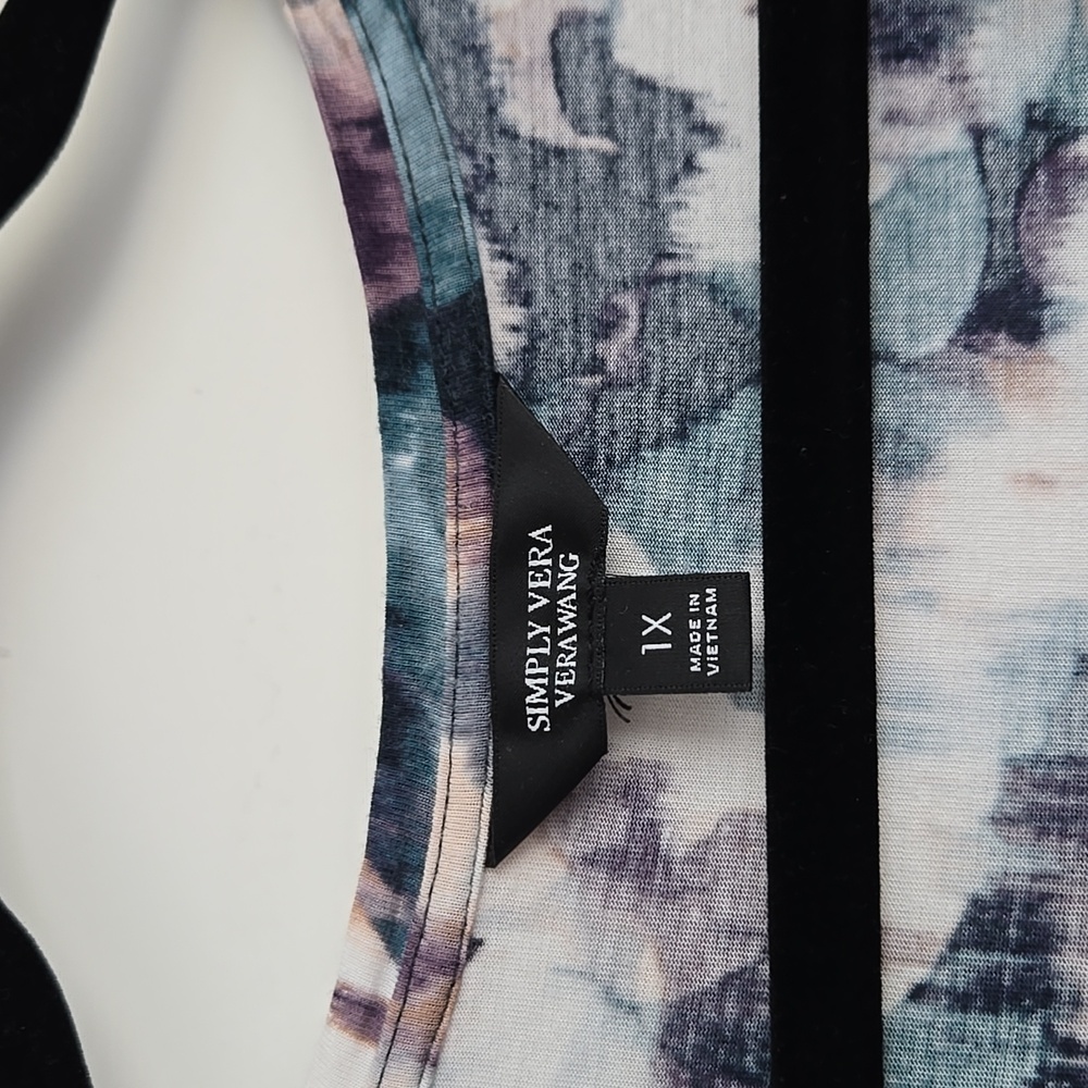 Simply Vera Vera Wang Multi-Color Short Sleeve V-Neck Top - Picture 2 of 6